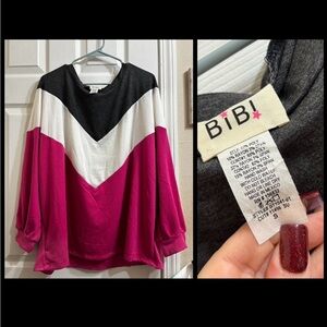 BiBi Chevron Black, White, and Pink Top